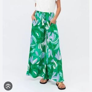 Label of Love Tropical Floral  Geometric Print Wide Leg Pants Size Medium Beach